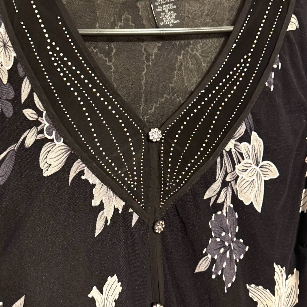 GORGEOUS TOP w/RHINESTONE DETAIL 3X PLUS #Y - Picture 2 of 9